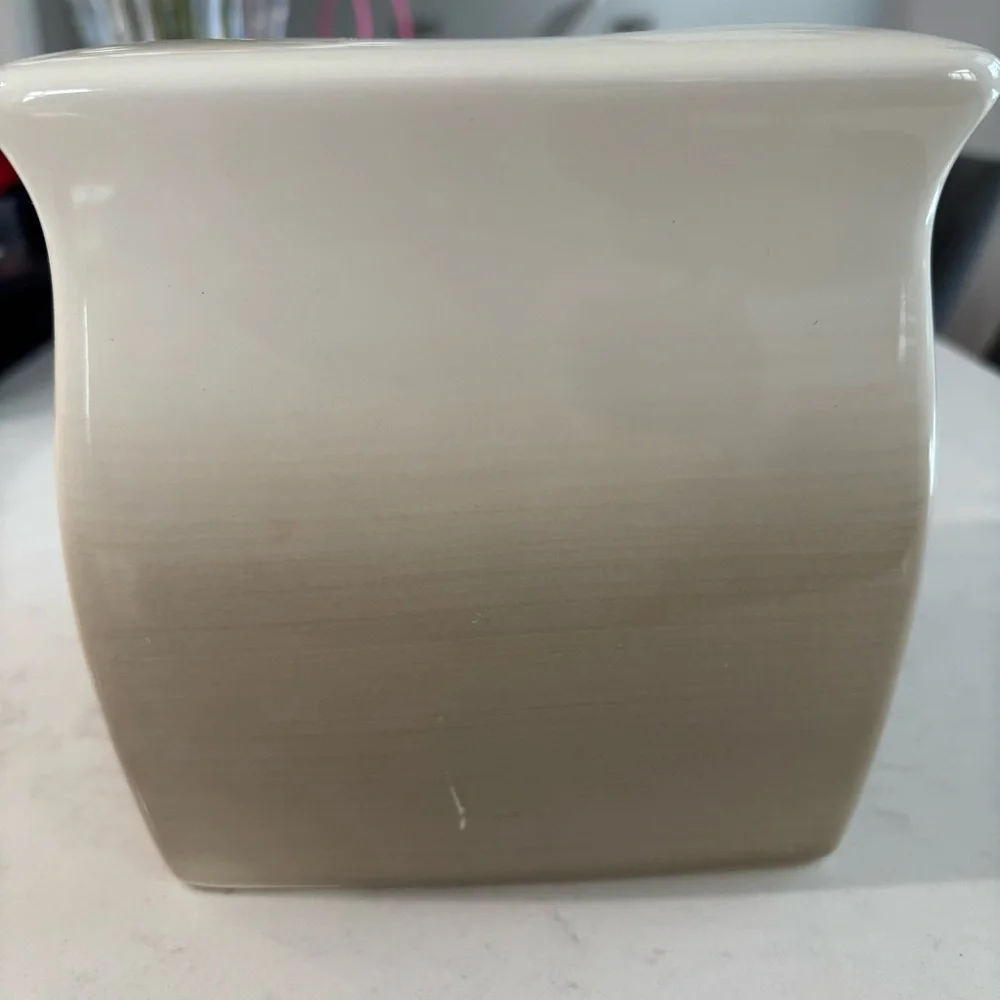 Warmsutta Hand Pained Ceramic Square Tissue Holder in Shades of Beige Tan &Taupe